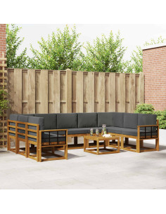 Set di divani da esterno 10 pcs Naturale e Antracite