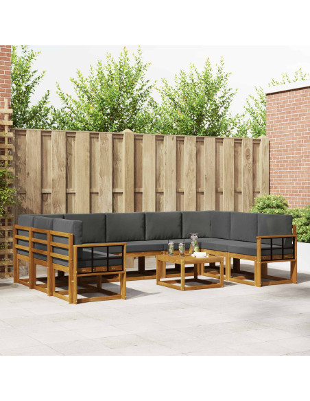 Set di divani da esterno 10 pcs Naturale e Antracite