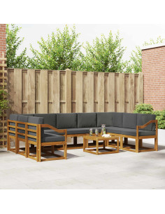 Set di divani da esterno 10 pcs Naturale e Antracite