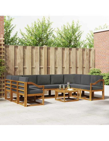 Set di divani da esterno 10 pcs Naturale e Antracite