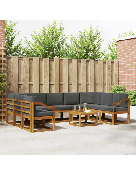 Set di divani da esterno 10 pcs Naturale e Antracite