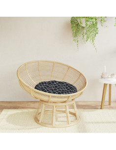 Cuscino Rotondo Nero Motivo a Quadri Ø 60x11cm Tessuto Oxford