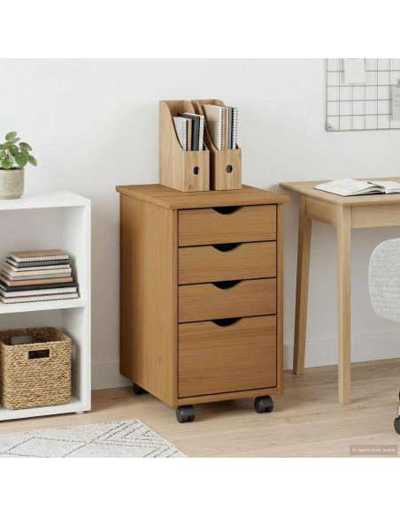 Mobile con Ruote con ruota MOSS Marrone Miele 34 x 39 x 56 cm