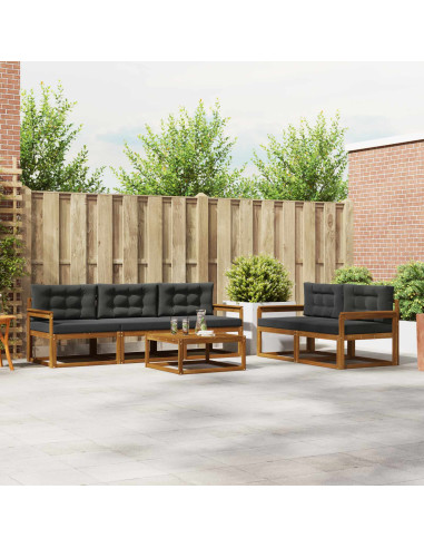 Set di divani da esterno con cuscino 6 pcs Naturale e Antracite