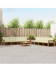 Set di divani da esterno con cuscino 9 pcs Naturale e Crema