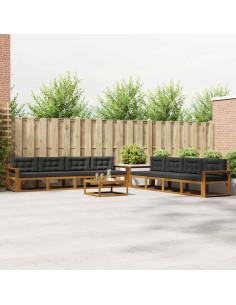 Set di divani da esterno con cuscino 9 pcs Naturale e Antracite