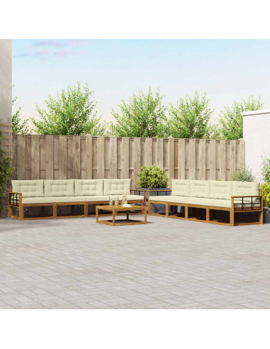 Set di divani da esterno con cuscino 9 pcs Naturale e Crema