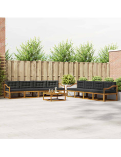 Set di divani da esterno con cuscino 9 pcs Naturale e Antracite