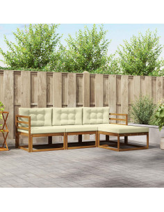 Set di divani da esterno con cuscino 4 pcs Naturale e Crema