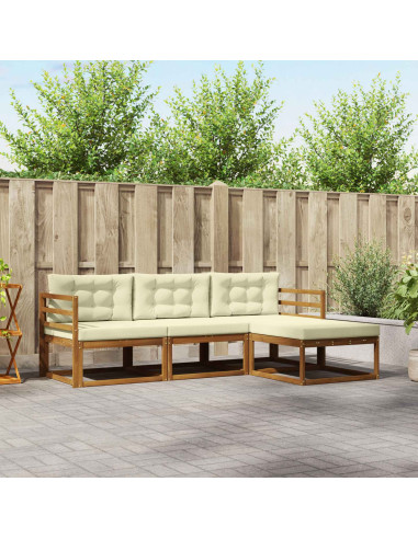 Set di divani da esterno con cuscino 4 pcs Naturale e Crema