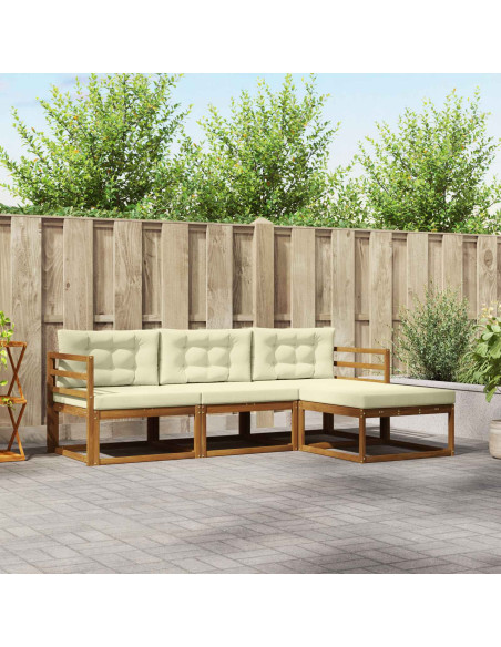 Set di divani da esterno con cuscino 4 pcs Naturale e Crema