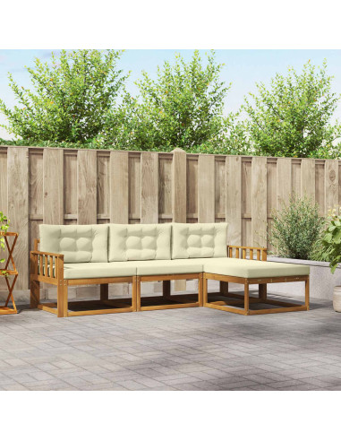 Set di divani da esterno con cuscino 4 pcs Naturale e Crema