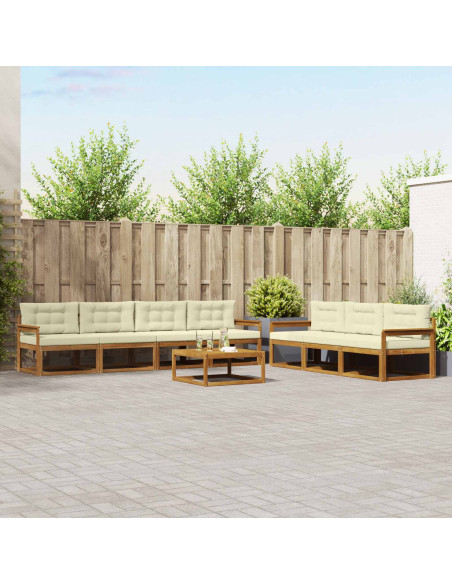 Set di divani da esterno con cuscino 8 pcs Naturale e Crema