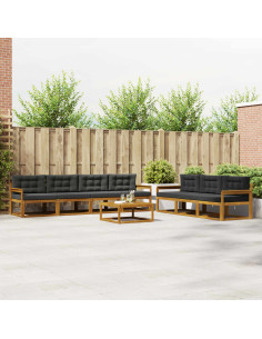 Set di divani da esterno con cuscino 8 pcs Naturale e Antracite