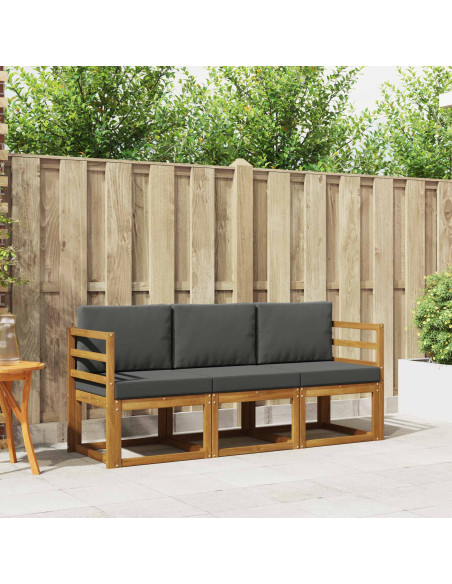 Set di divani da esterno con cuscino 3 pcs Naturale e Antracite