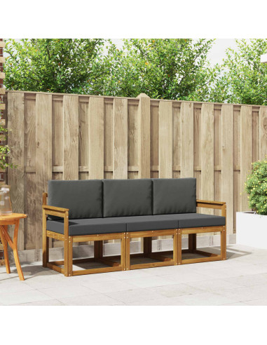 Set di divani da esterno con cuscino 3 pcs Naturale e Antracite