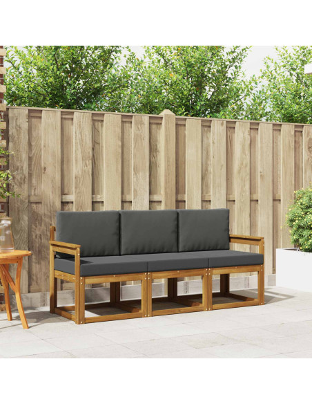 Set di divani da esterno con cuscino 3 pcs Naturale e Antracite