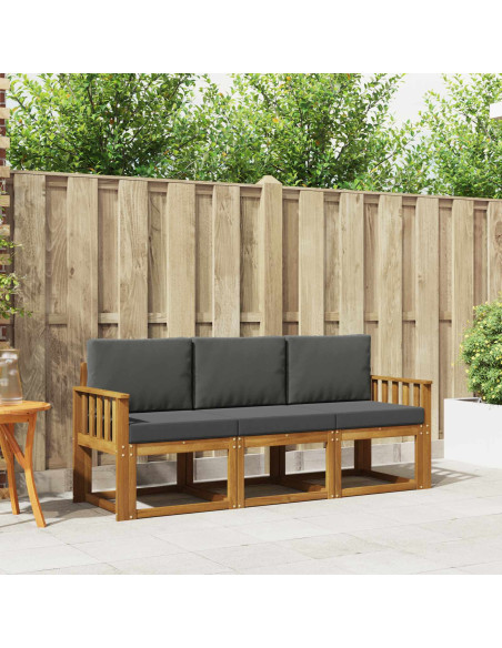 Set di divani da esterno con cuscino 3 pcs Naturale e Antracite