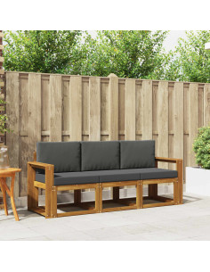 Set di divani da esterno con cuscino 3 pcs Naturale e Antracite