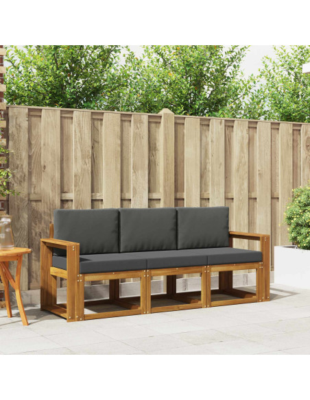 Set di divani da esterno con cuscino 3 pcs Naturale e Antracite