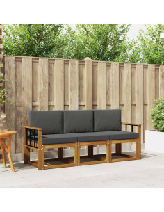 Set di divani da esterno con cuscino 3 pcs Naturale e Antracite
