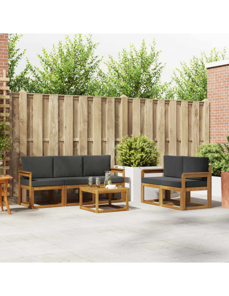 Set di divani da esterno con cuscino Naturale e Antracite