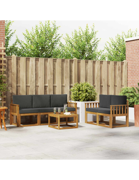 Set di divani da esterno con cuscino Naturale e Antracite