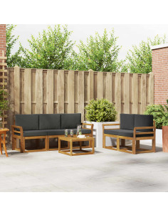 Set di divani da esterno con cuscino Naturale e Antracite