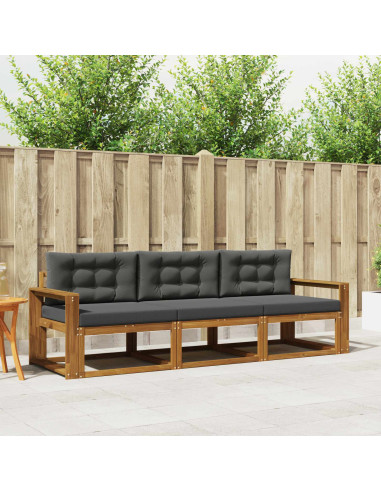 Set di divani da esterno con cuscino 3 pcs Naturale e Antracite