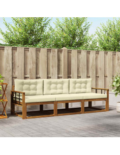 Set di divani da esterno con cuscino 3 pcs Naturale e Crema