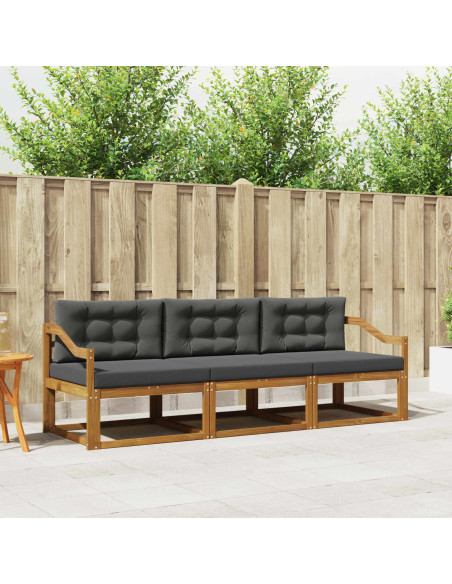 Set di divani da esterno con cuscino 3 pcs Naturale e Antracite