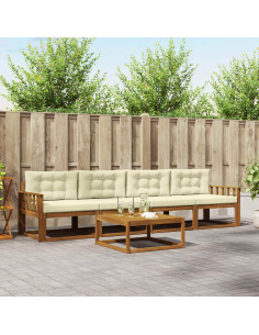 Set di divani da esterno con cuscino 5 pcs Naturale e Crema