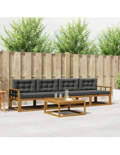 Set di divani da esterno con cuscino 5 pcs Naturale e Antracite