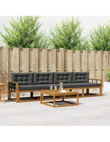 Set di divani da esterno con cuscino 5 pcs Naturale e Antracite