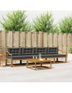 Set di divani da esterno con cuscino 5 pcs Naturale e Antracite