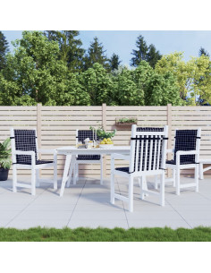 Cuscini Sedia Schienale Basso 4 pz Motivo a Quadri Nero Tessuto