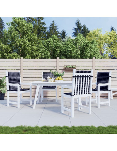 Cuscini Sedia Schienale Basso 4 pz Motivo a Quadri Nero Tessuto