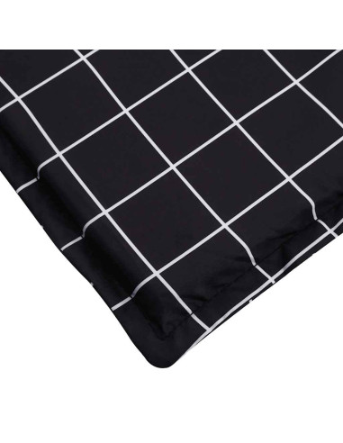 Cuscino per Sedia Sdraio Motivo a Quadri Nero in Tessuto Oxford