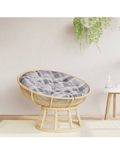 Cuscino Rotondo Grigio Motivo Quadri Ø 100x11 cm Tessuto Oxford