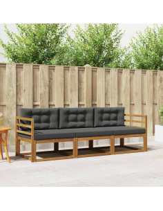 Set di divani da esterno con cuscino 3 pcs Naturale e Antracite