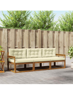 Set di divani da esterno con cuscino 3 pcs Naturale e Crema