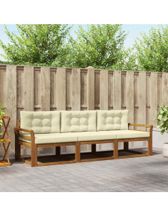 Set di divani da esterno con cuscino 3 pcs Naturale e Crema