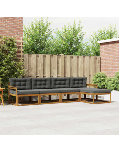 Set di divani da esterno con cuscino 5 pcs Naturale e Antracite