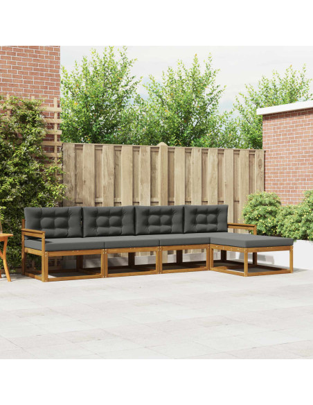 Set di divani da esterno con cuscino 5 pcs Naturale e Antracite