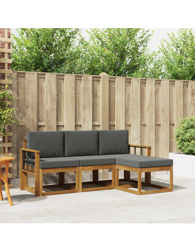 Set di divani da esterno con cuscino 4 pcs Naturale e Antracite