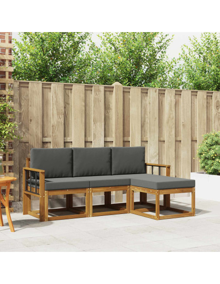 Set di divani da esterno con cuscino 4 pcs Naturale e Antracite