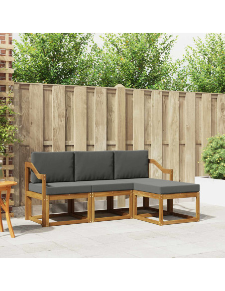 Set di divani da esterno con cuscino 4 pcs Naturale e Antracite