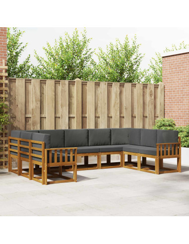 Set di divani da esterno con cuscino 9 pcs Naturale e Antracite