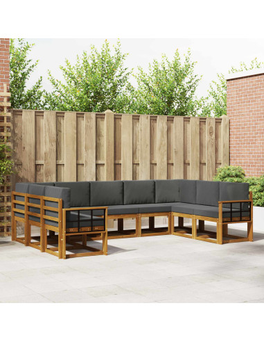 Set di divani da esterno con cuscino 9 pcs Naturale e Antracite
