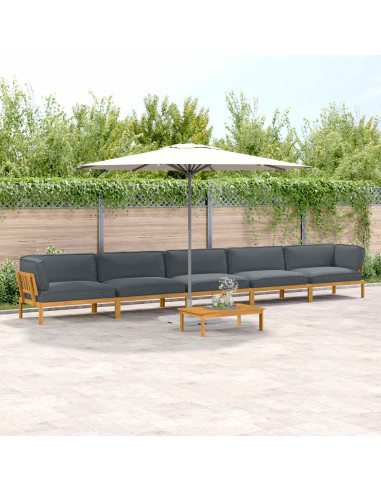 Set di divani 6 pcs Antracite Legno di Acacia Massello